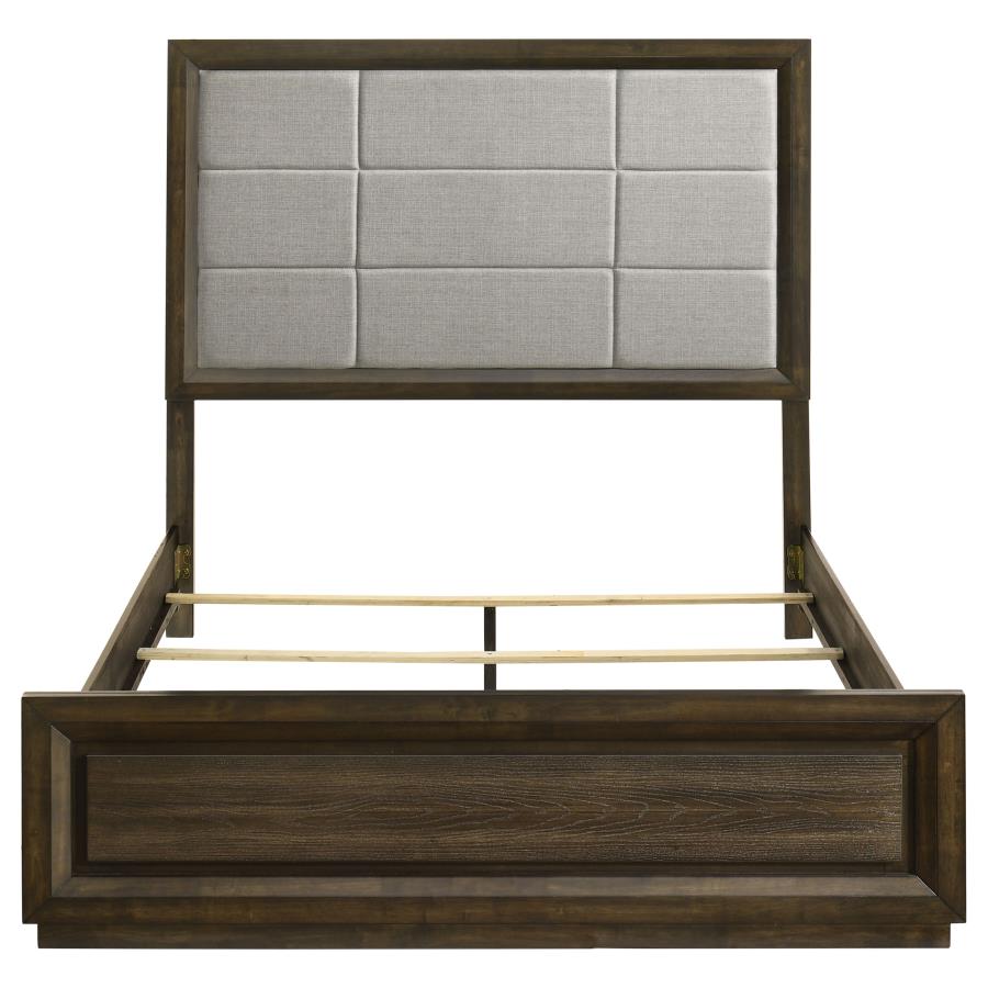 Atlas Upholstered Panel Bed, Grey and Dark Oak – view 4