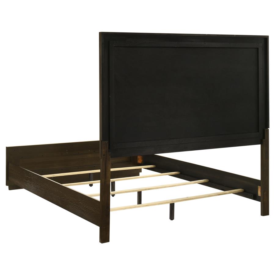 Atlas Upholstered Panel Bed, Grey and Dark Oak – view 5