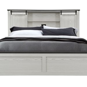 Ava Bed with Storage Headboard and Speakers, Beige – view 1