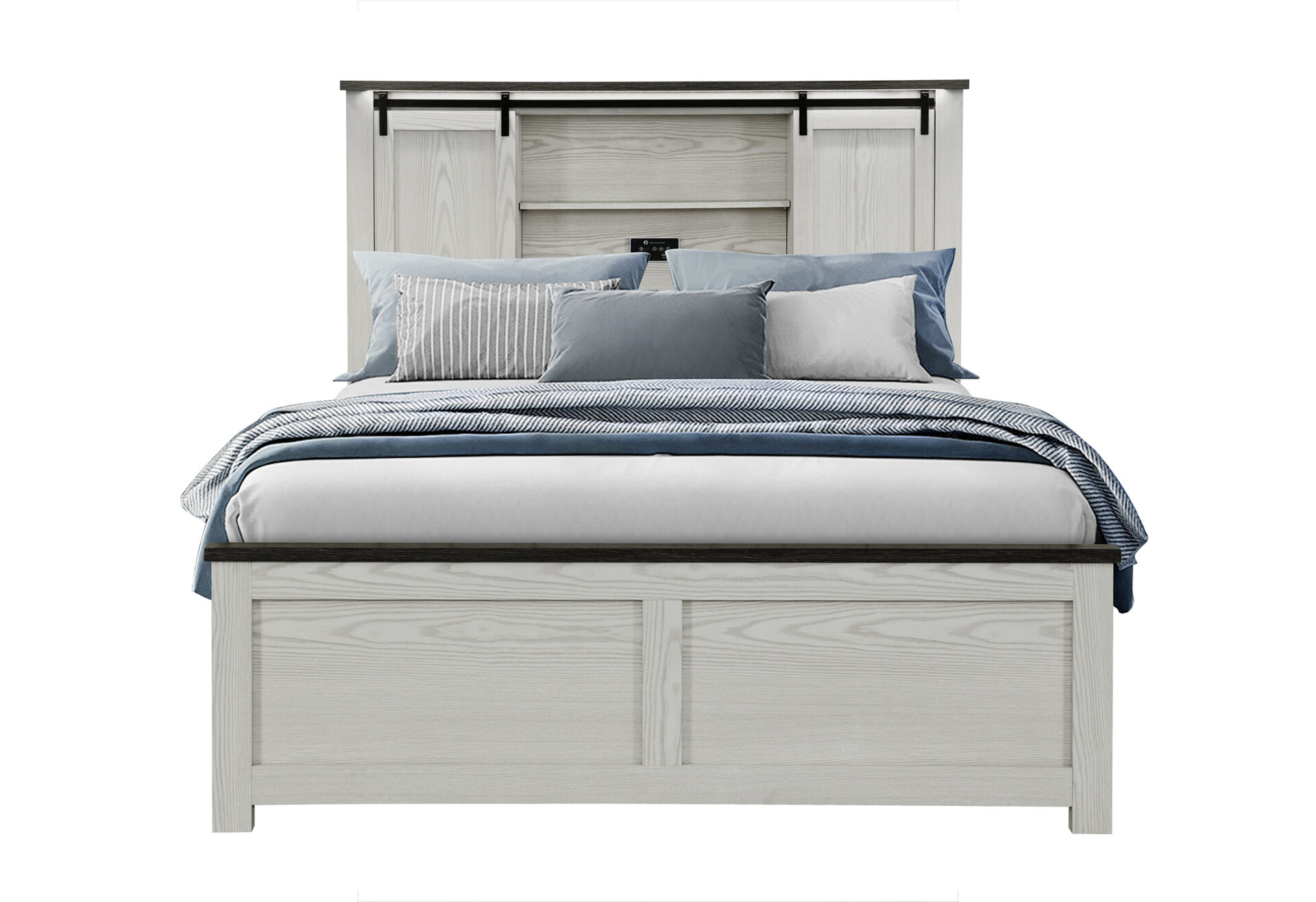 Ava Bed with Storage Headboard and Speakers, Beige – view 3