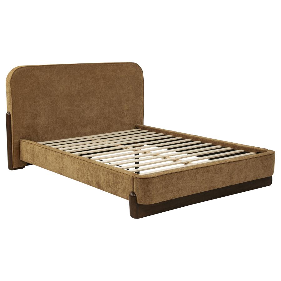 Baldacci Upholstered Platform Bed, Curry and Walnut – view 2