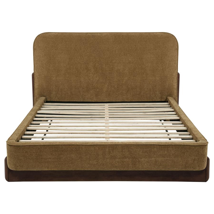 Baldacci Upholstered Platform Bed, Curry and Walnut – view 4