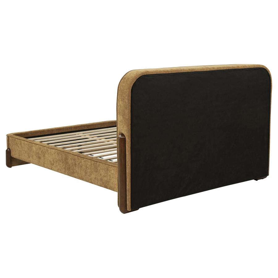 Baldacci Upholstered Platform Bed, Curry and Walnut – view 5