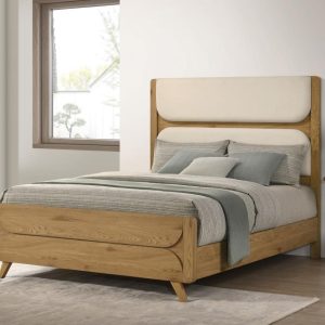 Bennett Upholstered Panel Bed, Light Oak – view 1