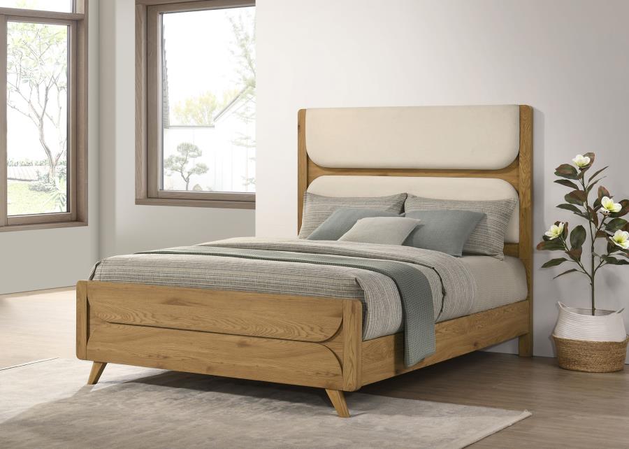 Bennett Upholstered Panel Bed, Light Oak – view 1