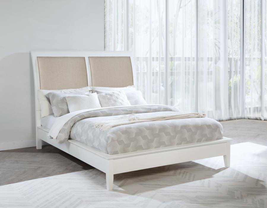 Bexhill Upholstered Panel Bed, White – view 1