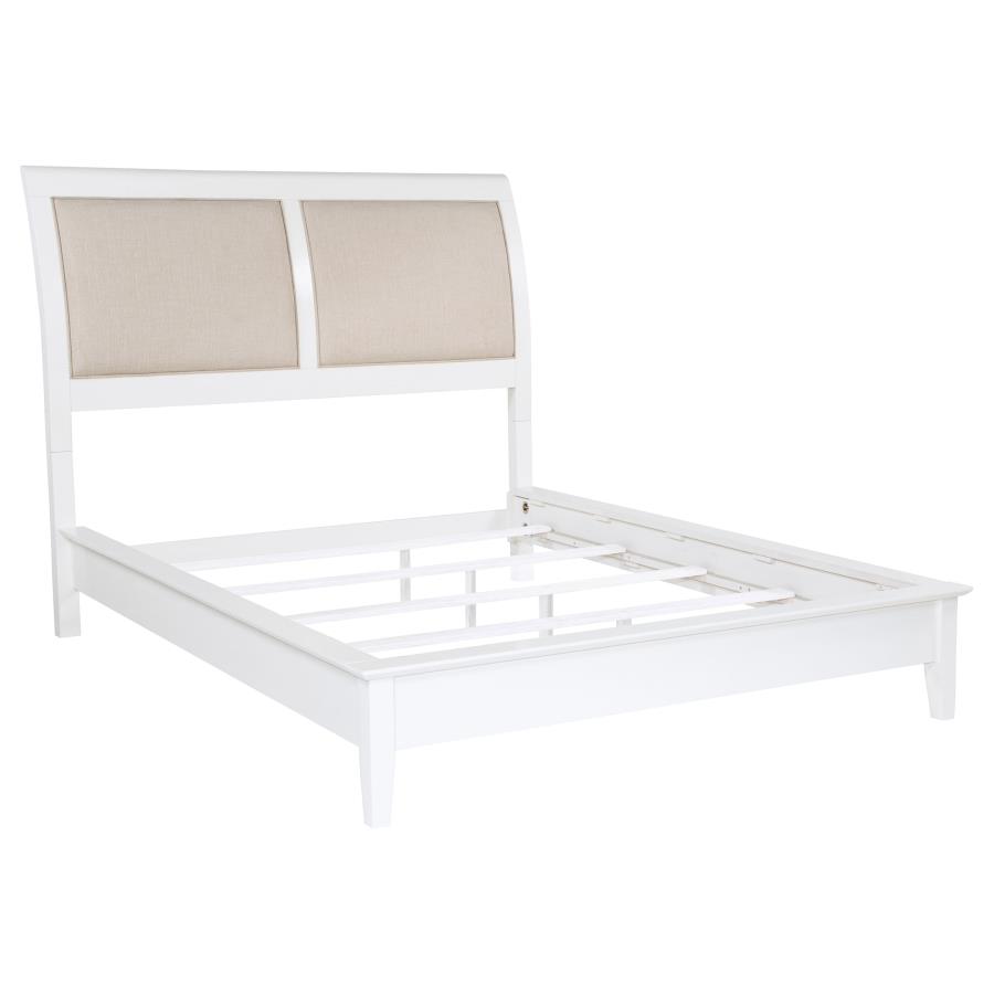 Bexhill Upholstered Panel Bed, White – view 2
