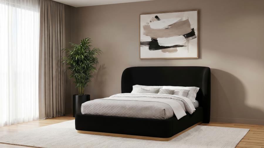 Blaire Wingback Platform Bed, Black – view 1