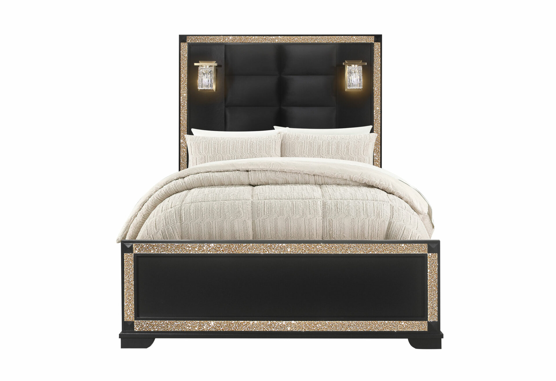 Blake Bed with Reading Lamps, Black/Gold – view 7