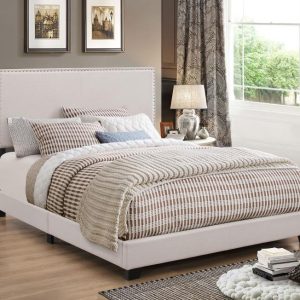 Boyd Upholstered Panel Bed, Ivory – view 1