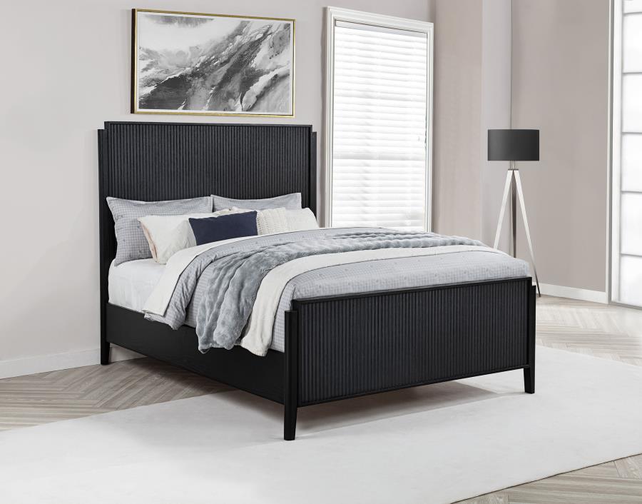 Brookmead Fluted Panel Bed, Black – view 1