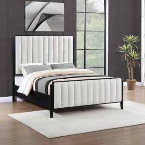 Brookmead Upholstered Bed, Black and Ivory – view 1