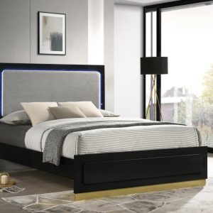 Caraway Panel Bed with LED, Black – view 1