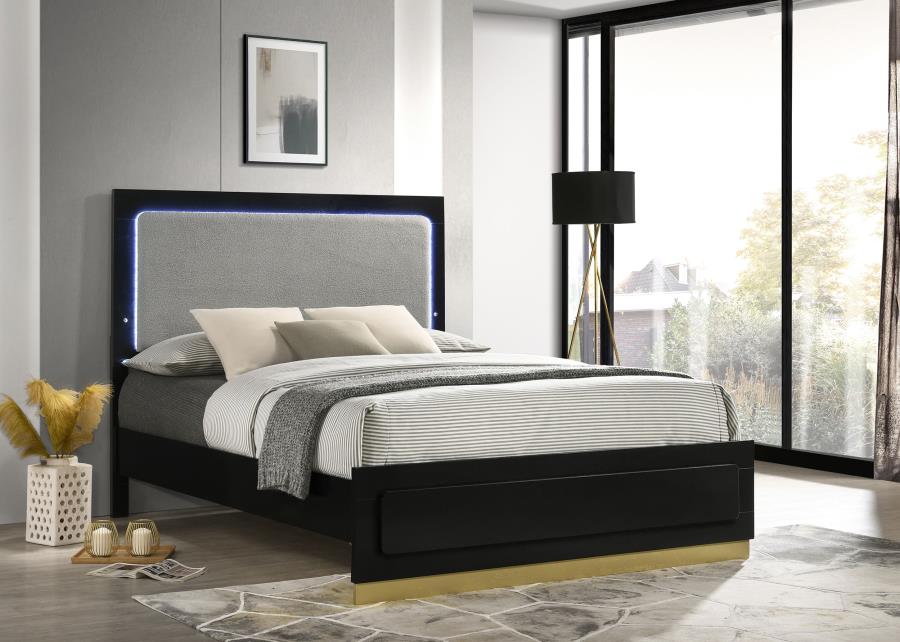 Caraway Panel Bed with LED, Black – view 1