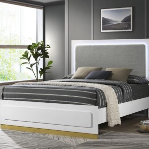 Caraway Panel Bed with LED, White – view 1