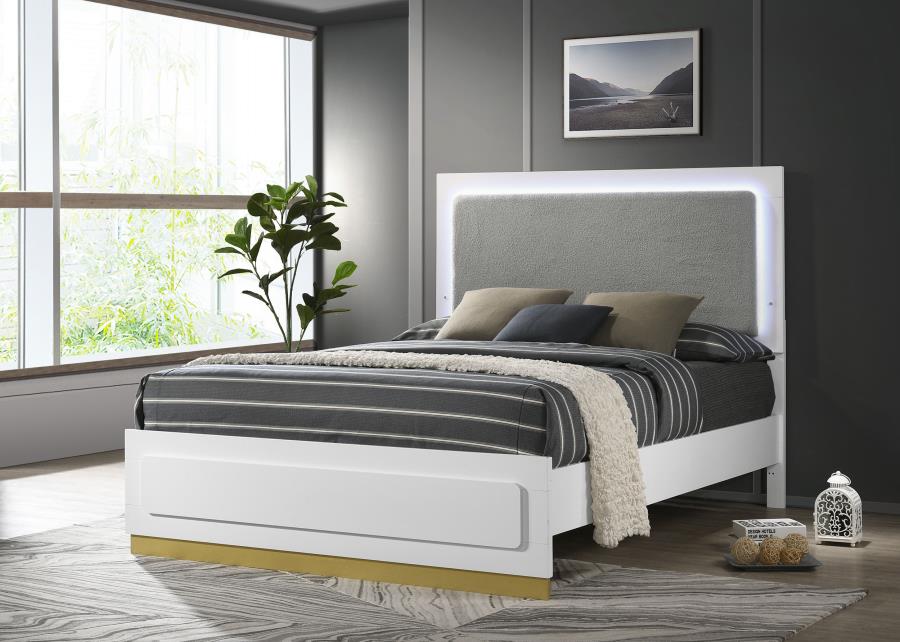 Caraway Panel Bed with LED, White – view 1