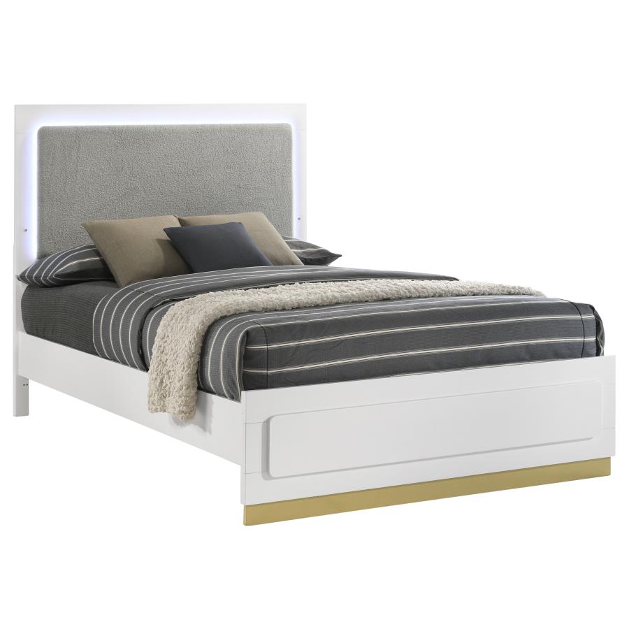 Caraway Panel Bed with LED, White – view 3
