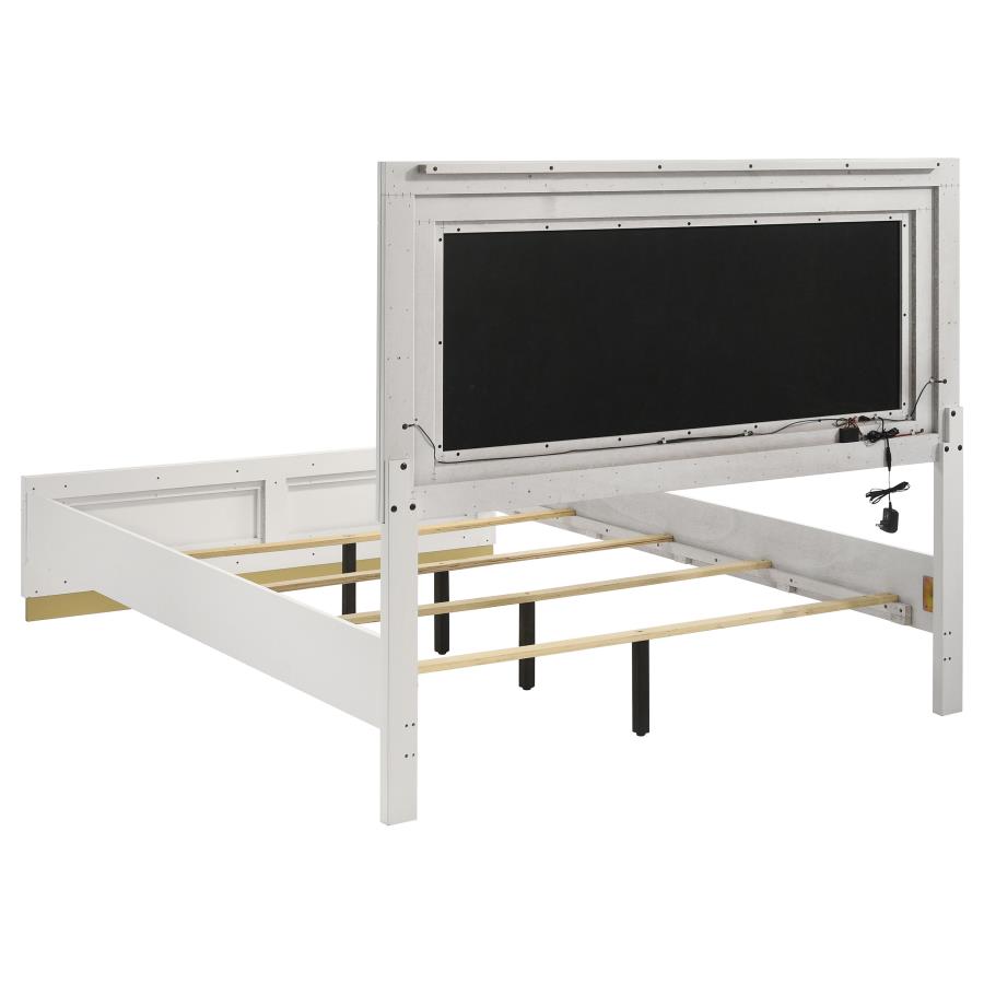 Caraway Panel Bed with LED, White – view 4