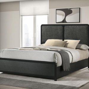 Cavelle Upholstered Panel Bed, Black – view 1