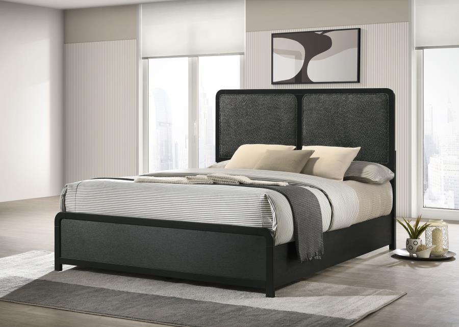 Cavelle Upholstered Panel Bed, Black – view 1