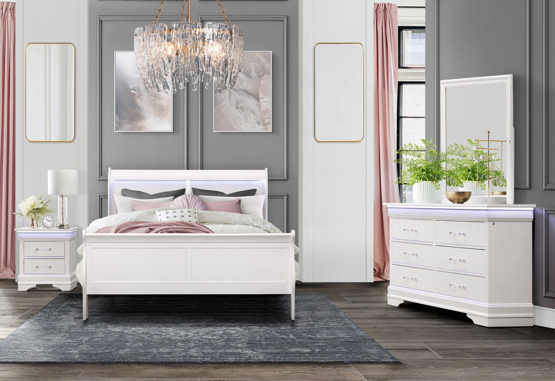 Charlie Bed with LED, White – view 3