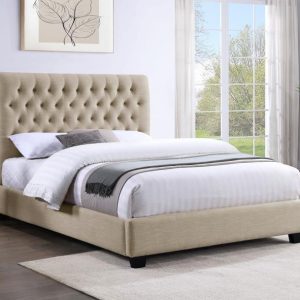 Chloe Upholstered Panel Bed, Oatmeal – view 1