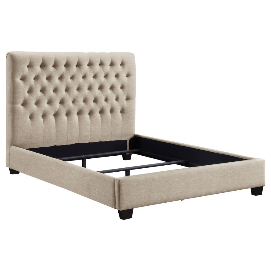 Chloe Upholstered Panel Bed, Oatmeal – view 2