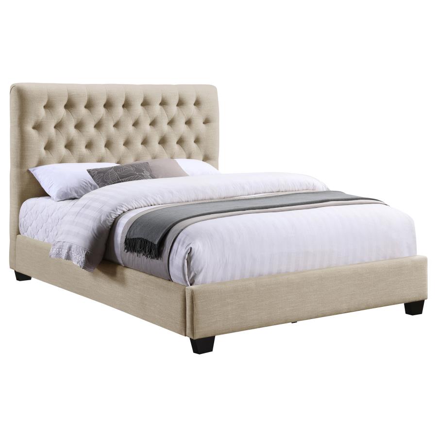 Chloe Upholstered Panel Bed, Oatmeal – view 3