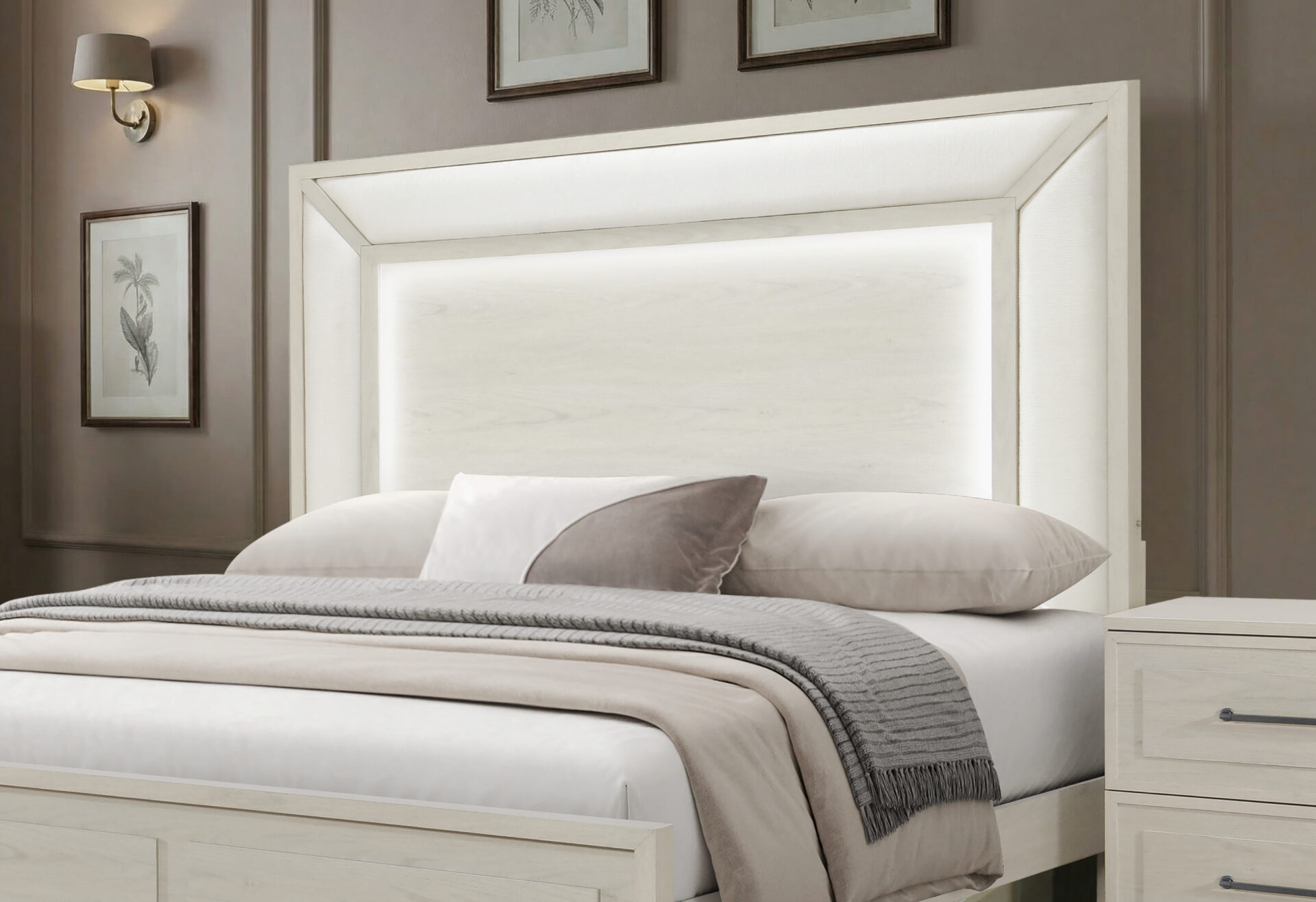 Clara Bed with LED, Beige – view 3