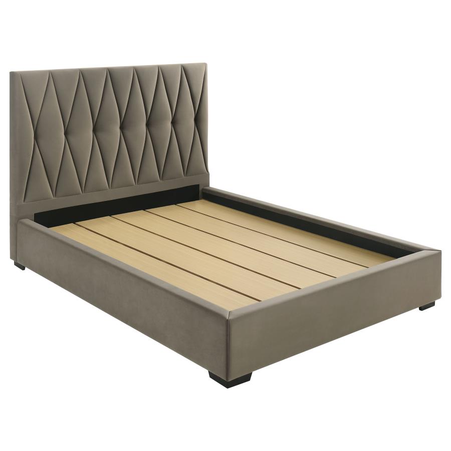 Delsea Velvet Platform Bed, Light Brown – view 2