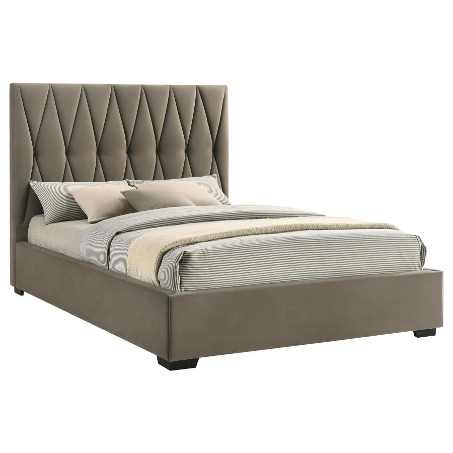Delsea Velvet Platform Bed, Light Brown – view 3
