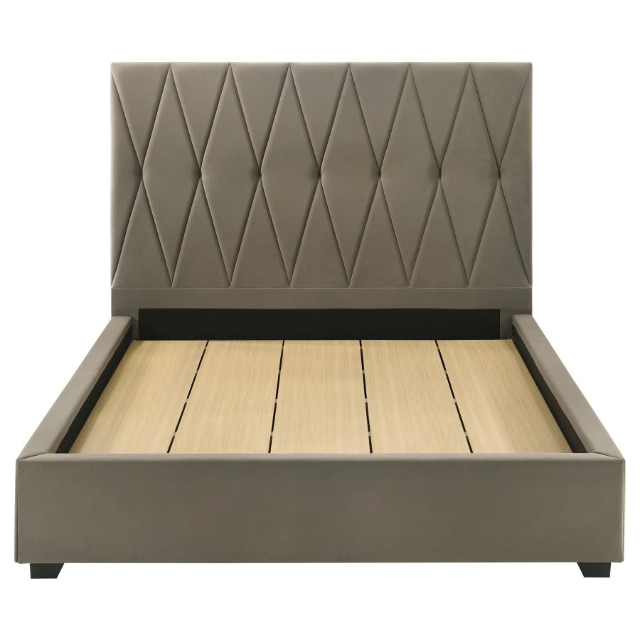 Delsea Velvet Platform Bed, Light Brown – view 4