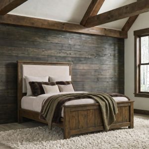 Doherty Upholstered Panel Bed, Rustic Brown – view 1