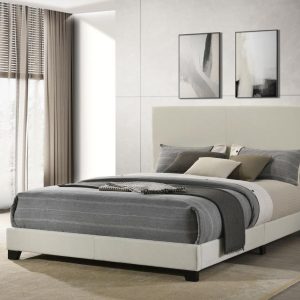 Dorian Fabric Panel Bed, Cream – view 1