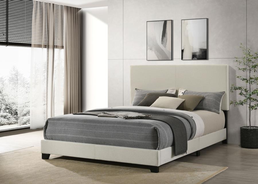 Dorian Fabric Panel Bed, Cream – view 1