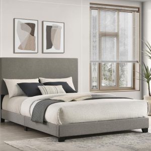Dorian Fabric Panel Bed, Taupe – view 1