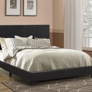 Dorian Faux Leather Panel Bed, Black – view 1