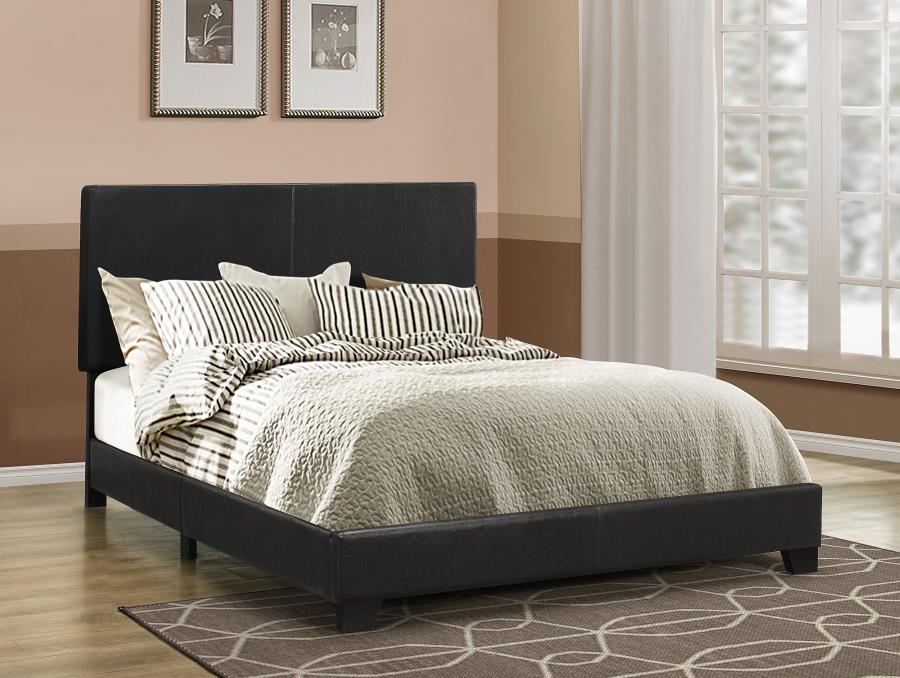 Dorian Faux Leather Panel Bed, Black – view 1