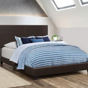 Dorian Faux Leather Panel Bed, Brown – view 1