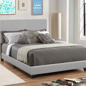 Dorian Faux Leather Panel Bed, Grey – view 1