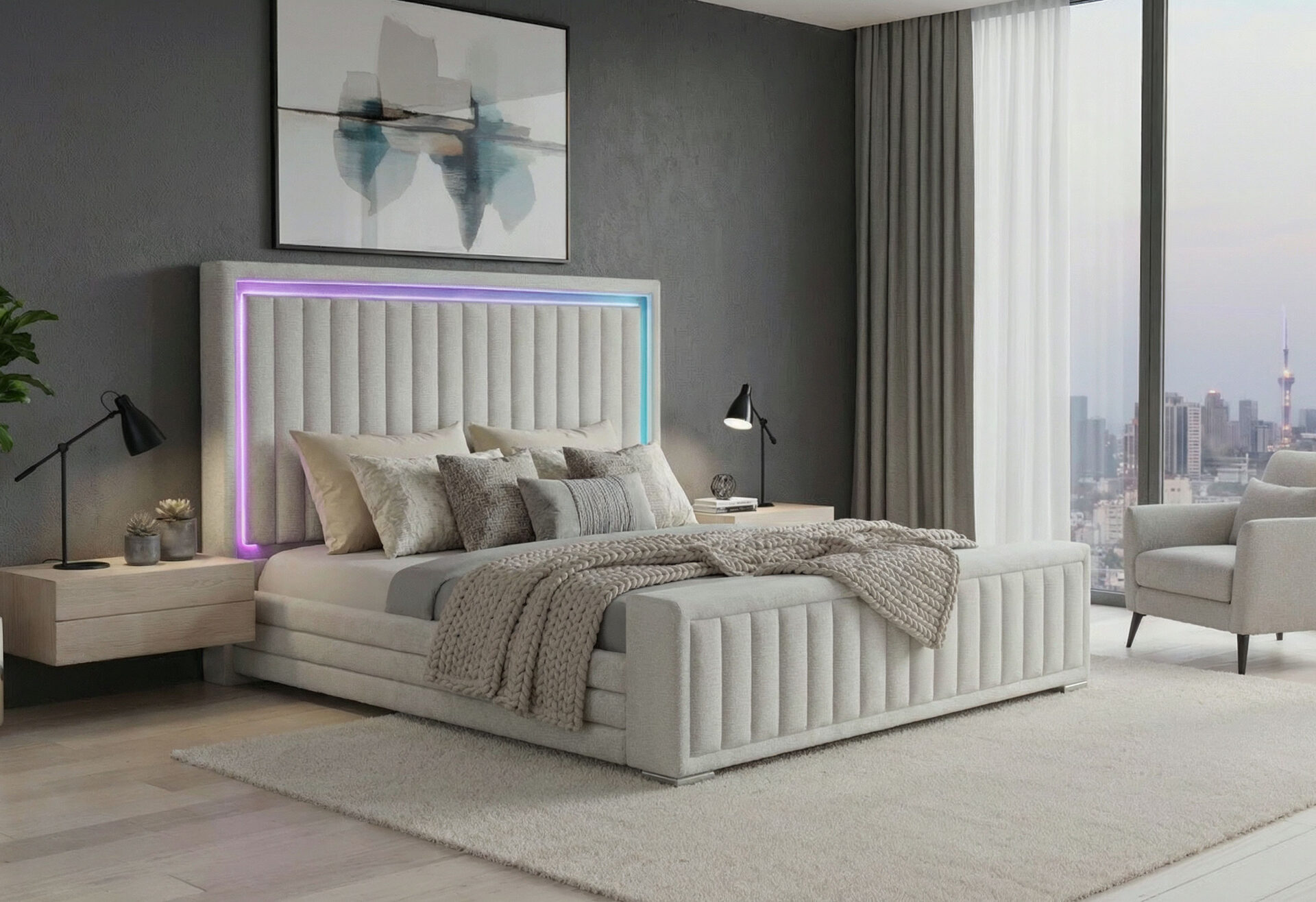 Elias Bed with Surround Sound, Grey – view 1