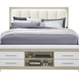 Emma Storage Bed with LED and USB, Natural/White – view 1