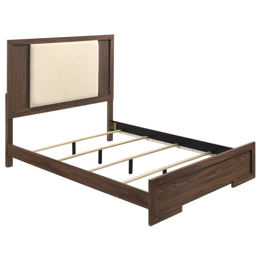 Etienne Velvet Panel Bed, Walnut and Vanilla – view 2