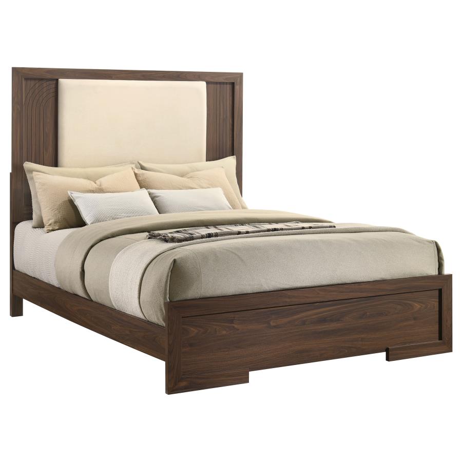 Etienne Velvet Panel Bed, Walnut and Vanilla – view 3
