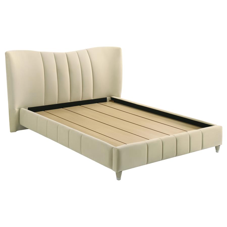 Evelyn Velvet Platform Bed, Ivory – view 2