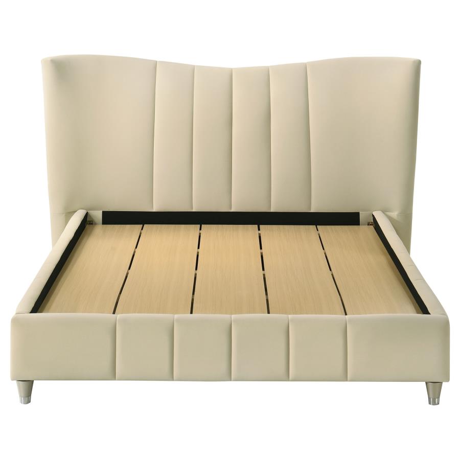 Evelyn Velvet Platform Bed, Ivory – view 3