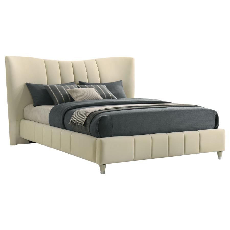 Evelyn Velvet Platform Bed, Ivory – view 4