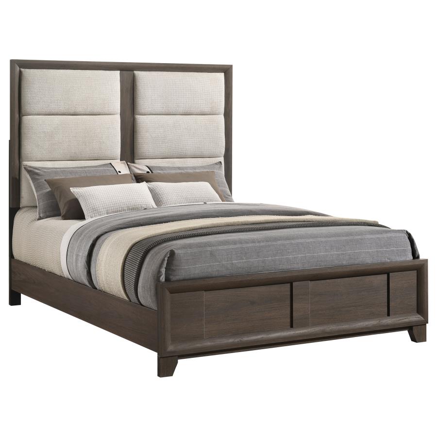 Farre Upholstered Panel Bed, Dark Brown – view 3
