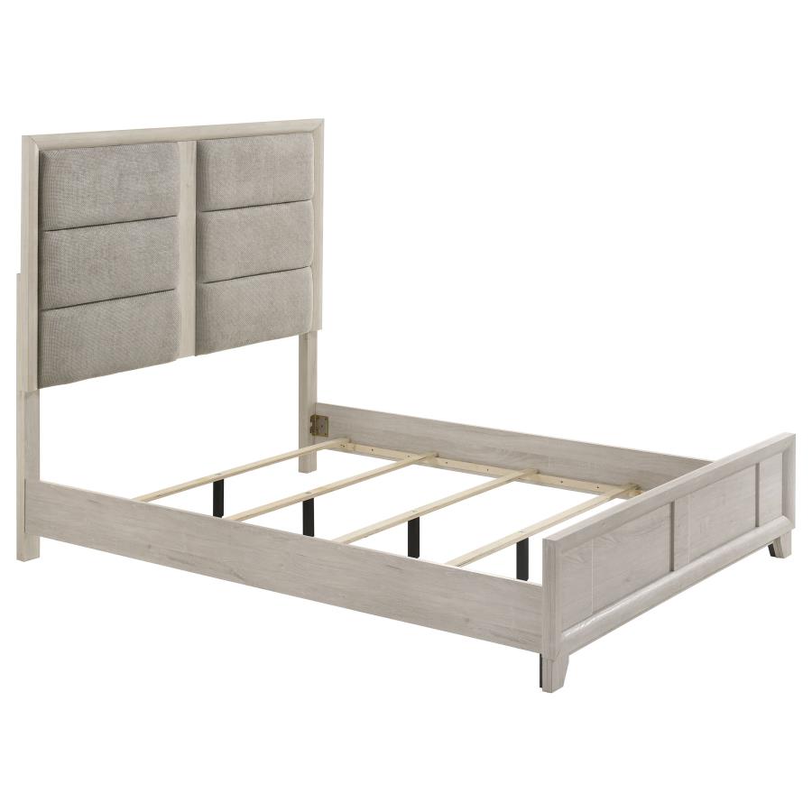 Farre Upholstered Panel Bed, Washed Grey – view 2