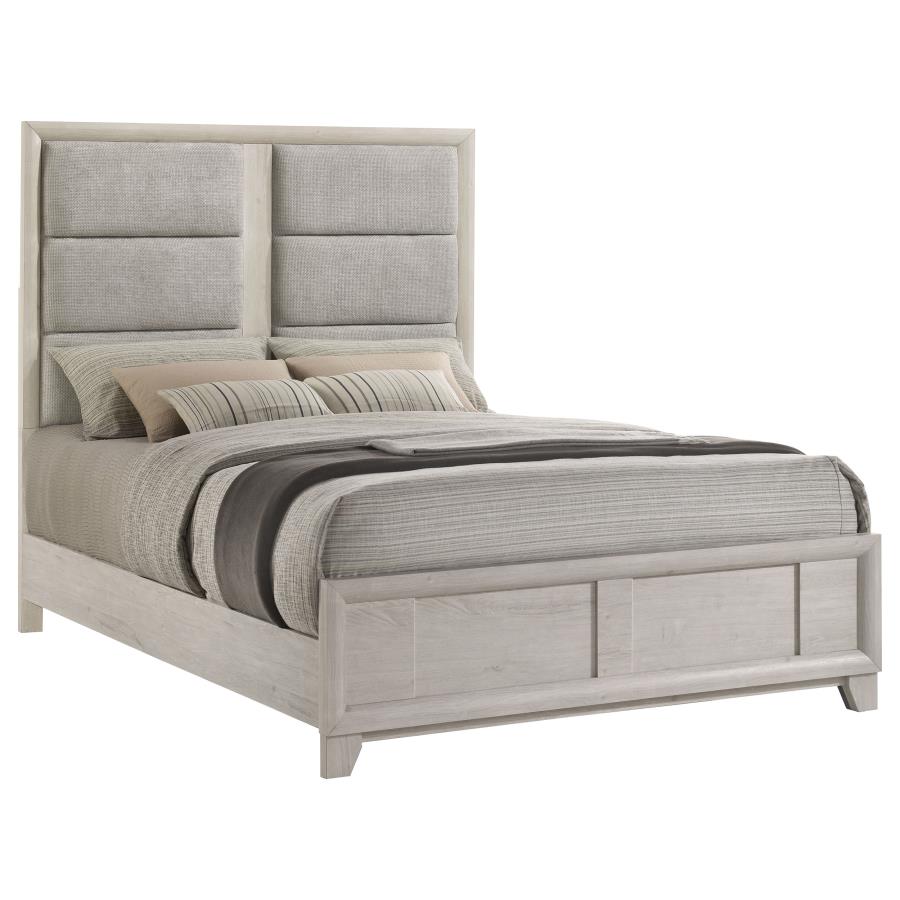 Farre Upholstered Panel Bed, Washed Grey – view 3